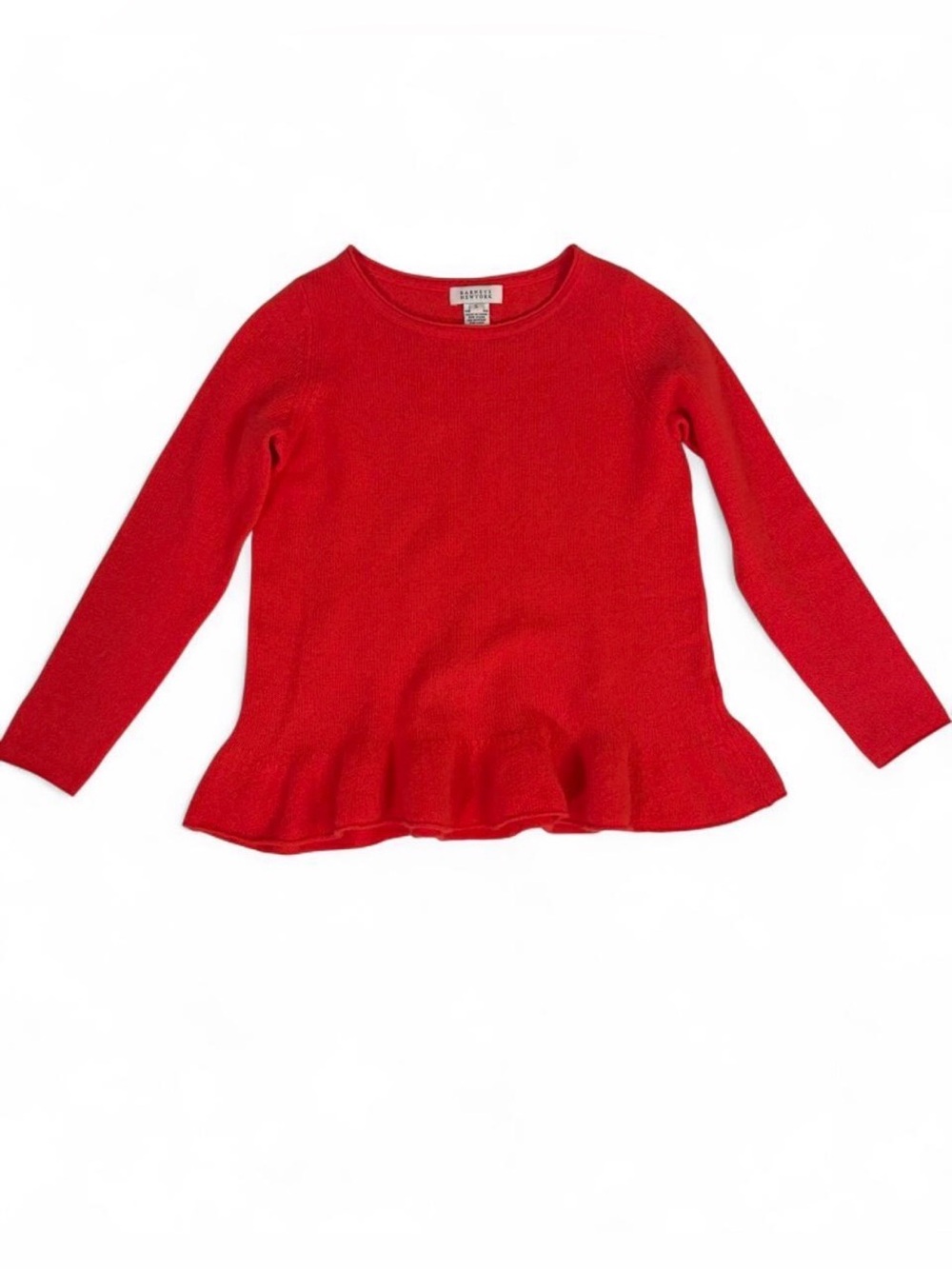 Barneys New York Red Peplum Cashmere Sweater